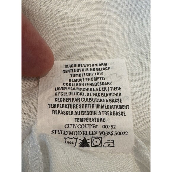 Vince 100% Linen Ruched Sleeveless Midi Dress Women’s S White Tie Waist Pockets - Picture 8 of 11